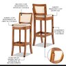 Kit 6 Banquetas Alta Portugal com Encosto Rattan Estofada Linho Bege M58 RMI - 2