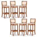 Ver imagem 1 de Kit 6 Banquetas Alta Portugal com Encosto Rattan Estofada Linho Bege M58 RMI