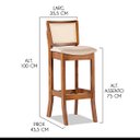 Ver imagem 3 de Kit 6 Banquetas Alta Portugal com Encosto Rattan Estofada Linho Bege M58 RMI