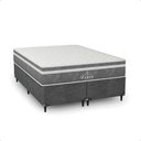 Ver imagem 1 de Cama Box Casal Bipartido Cinza + Colchão Paris Molas Cinza Suede Cinza/cinza
