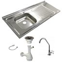Ver imagem 1 de Pia Inox Fabrinox PSD1200E 120x52cm, cuba esquerda, kit completo