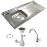 Pia Inox Fabrinox PSD1200E 120x52cm, cuba esquerda, kit completo - 1