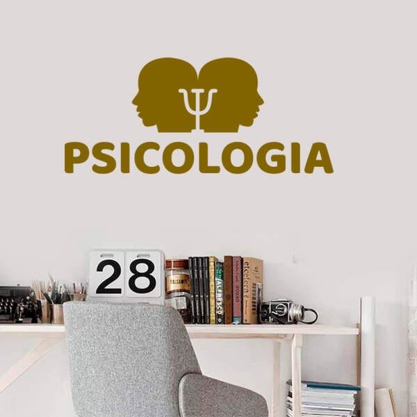 Adesivo de Parede Logo Psicologia - Dourado - 1