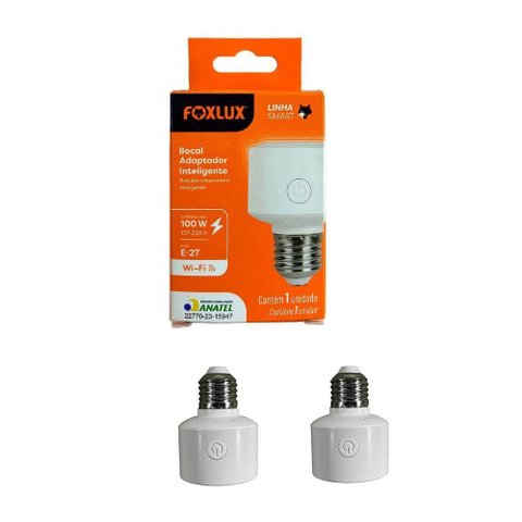 Adaptador Inteligente Bocal Foxlux e-27 100W Bivolt com Controle Remoto Via Smartphone Branco