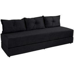 Sofanete Sofá com 3 Almofadas Multiuso Suede Preto - Al Móveis - 1