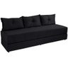 Sofanete Sofá com 3 Almofadas Multiuso Suede Preto - Al Móveis - 1