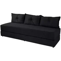 Sofanete Sofá com 3 Almofadas Multiuso Suede Preto - Al Móveis - 2