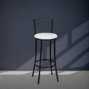 Ver imagem 5 de Kit 4 Banquetas Altas Pretas com Assento Estofado e Encosto para Bancada Cozinha Preto/Branco