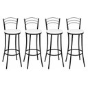 Ver imagem 2 de Kit 4 Banquetas Altas Pretas com Assento Estofado e Encosto para Bancada Cozinha Preto/Branco