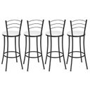 Ver imagem 6 de Kit 4 Banquetas Altas Pretas com Assento Estofado e Encosto para Bancada Cozinha Preto/Branco