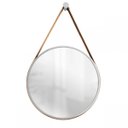 Ver imagem 1 de Espelho Decorativo Adnet Cinza Alça Corino Café 60cm Redondo