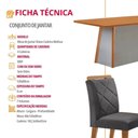 Ver imagem 6 de Mesa de Jantar Diane e 4 Cadeiras Melissa Moderna Mobilia Veludo Grafite/naturalle Laminado