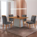 Ver imagem 1 de Mesa de Jantar Diane e 4 Cadeiras Melissa Moderna Mobilia Veludo Grafite/naturalle Laminado