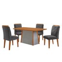 Ver imagem 2 de Mesa de Jantar Diane e 4 Cadeiras Melissa Moderna Mobilia Veludo Grafite/naturalle Laminado