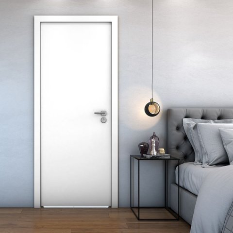 Folha de Porta Padrão 210 x 80 cm Lisa Colmeia Pinus Acabamento UV:Branco