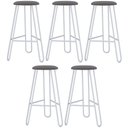 Ver imagem 1 de Kit 05 Banquetas Baixa Bar Cozinha Sala de Jantar Áris C01 Branco Linho Fendi Cinza - Lyam Decor