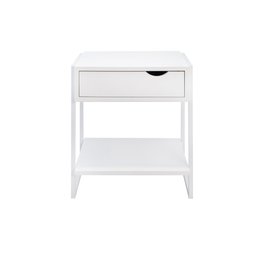 Mesa de Cabeceira Branca 1 Gaveta Móvel Quarto  Apoio Lateral de Cama - 6