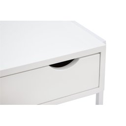 Mesa de Cabeceira Branca 1 Gaveta Móvel Quarto  Apoio Lateral de Cama - 2