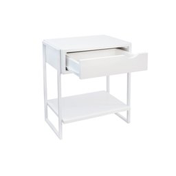 Mesa de Cabeceira Branca 1 Gaveta Móvel Quarto  Apoio Lateral de Cama - 4