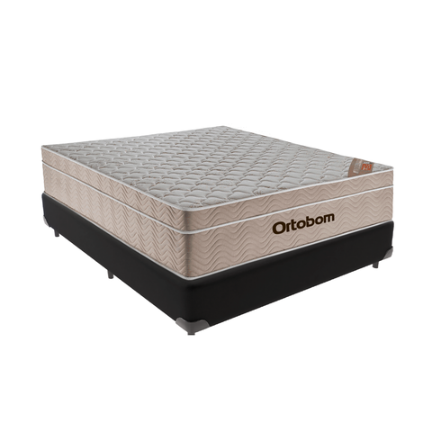 Cama Box Casal Preto e Colchão Airtech Springpocket Molas Ensacadas Ortobom