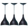 Kit 3 Lustres Pendente Balcão Cozinha Americana -Preta Fosca - 1
