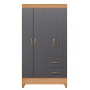 Ver imagem 3 de Guarda Roupa Mobi 4 Portas 2 Gavetas Freijó/titanium - Abz