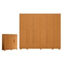 Ver imagem 1 de Guarda Roupa Casal Mercure 6 Portas e Cômoda Verona 08 Gavetas Cinamomo - Móveis Albatroz