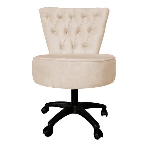 Poltrona Decorativa Royal Capitone Base Giratória Slk Decor Bege