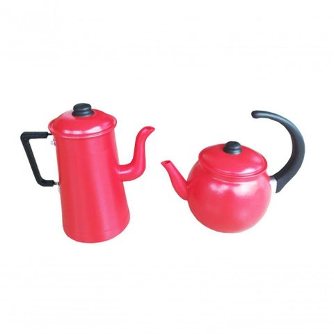 Conjunto Chaleira 2l e Bule Vermelho Craqueado 1,8l Extang