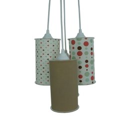 Lustre Pendente 4 Cúpulas Cilíndricas Tons de Verde e Bege - 3