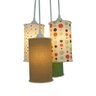 Lustre Pendente 4 Cúpulas Cilíndricas Tons de Verde e Bege - 1