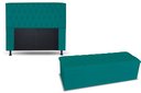 Ver imagem 1 de KIT CABECEIRA 195 + RECAMIER 195 LADY COR SUEDE AZUL TUQUESA TOPÁZIO DECOR