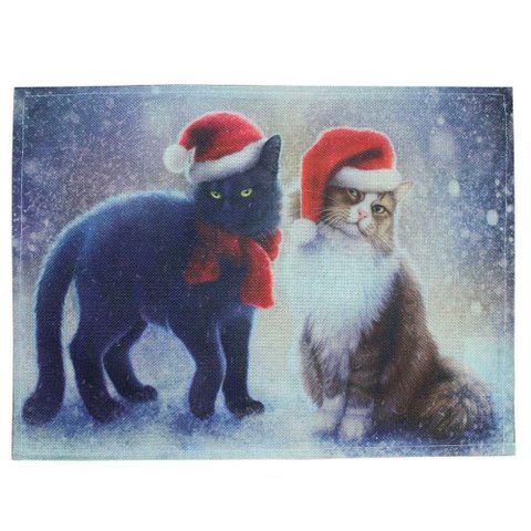 Jogo Americano Estampa Natal Gatinho Natalino 2 Peças