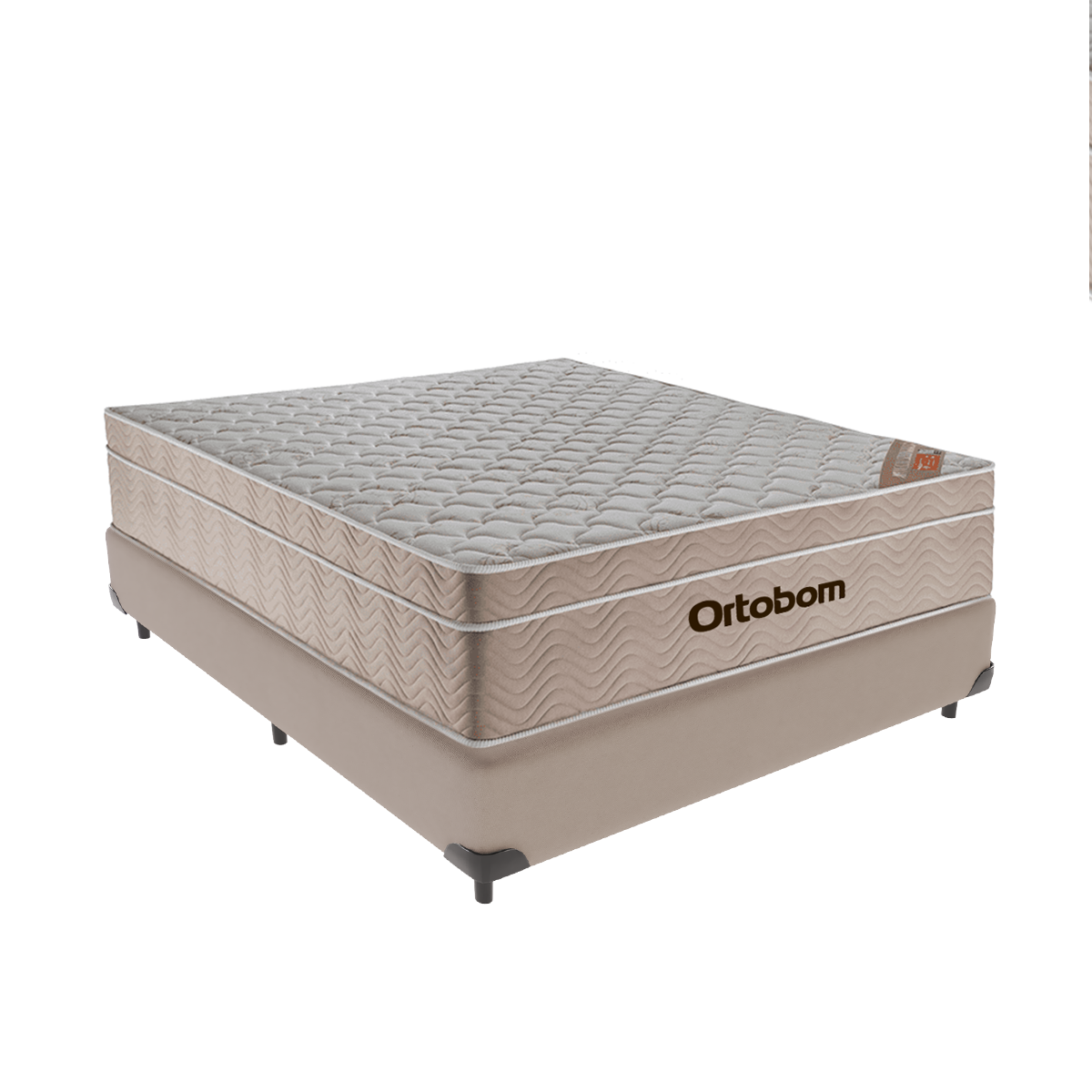 Cama Box Casal Bege e Colchão Ortobom Airtech Molas Ensacadas - 1