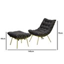 Ver imagem 3 de Poltrona Costela com Puff Adão Base Metal Dourado Veludo Preto