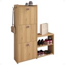 Ver imagem 1 de Sapateira Vertical 3 Gavetas Banco Prateleira Sapatos Gancho Bolsa Hall Entrada Quarto Hanover