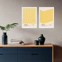 Ver imagem 2 de Kit 2 Quadros Minimalistas Bauhaus - Amarelo 24x18cm - com Vidro:moldura Branca