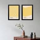 Ver imagem 1 de Kit 2 Quadros Minimalistas Bauhaus - Amarelo 24x18cm - com Vidro:moldura Branca