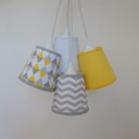 Ver imagem 3 de Lustre Pendente Cacho Geométrico Amarelo, Cinza e Branco