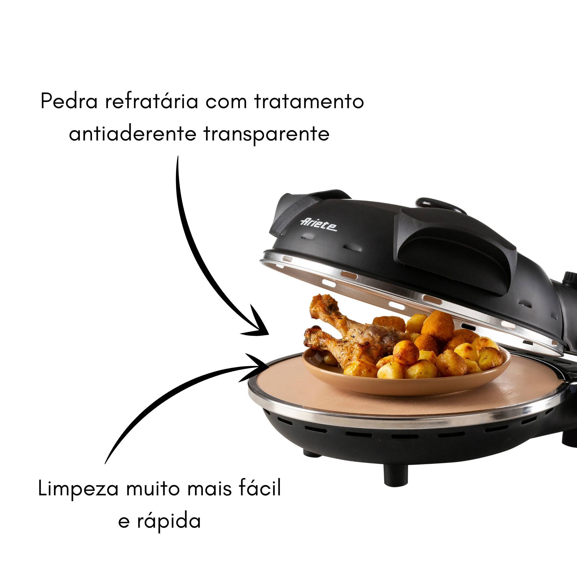 Forno de Pizza Elétrico Preto com Pedra Antiaderente Ariete Forno de Pizza Smart Preto Ariete 110v - 4