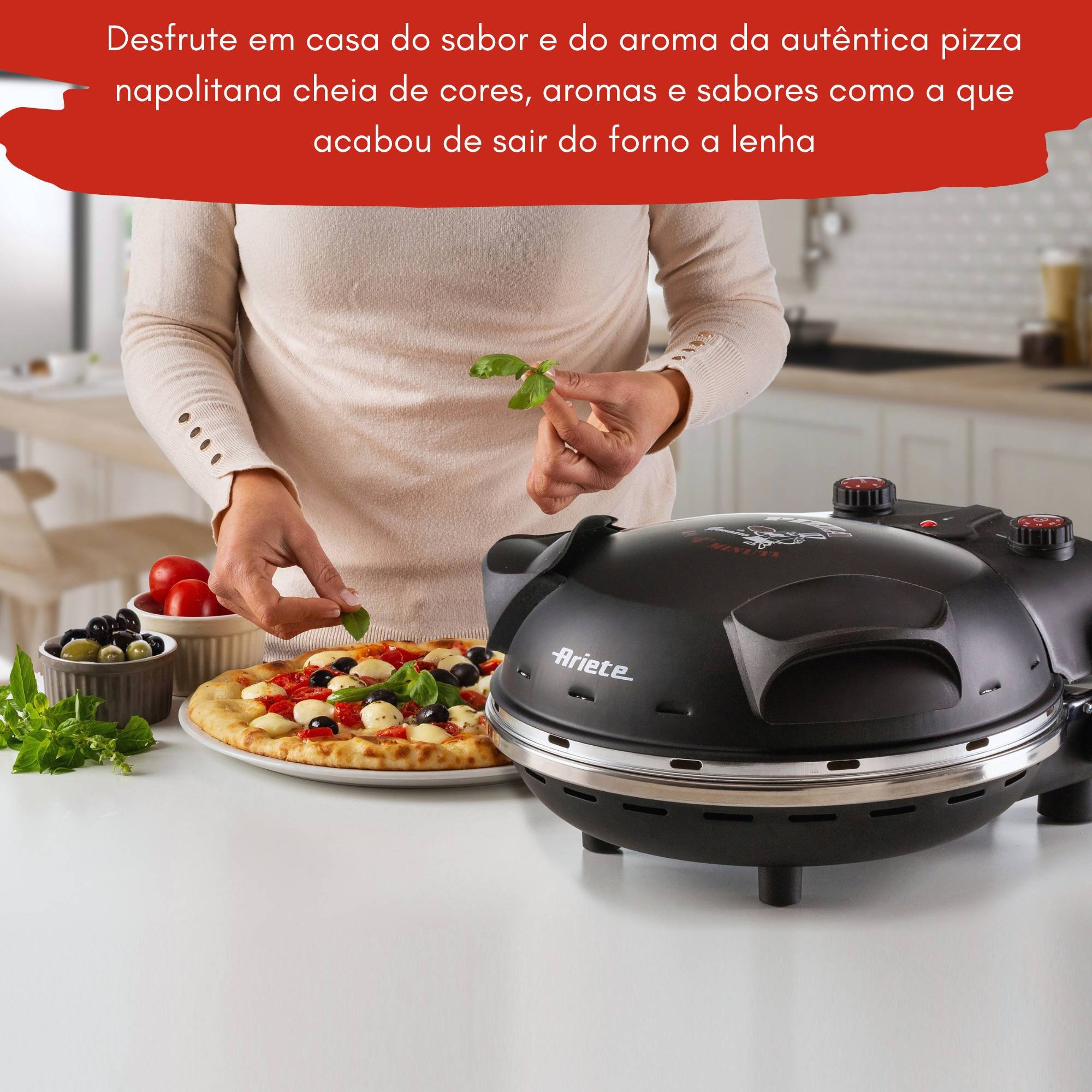 Forno de Pizza Elétrico Preto com Pedra Antiaderente Ariete Forno de Pizza Smart Preto Ariete 110v - 5