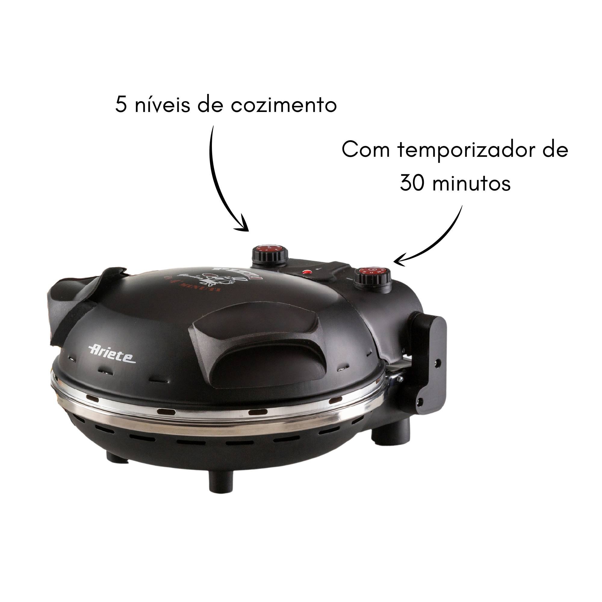 Forno de Pizza Elétrico Preto com Pedra Antiaderente Ariete Forno de Pizza Smart Preto Ariete 110v - 2