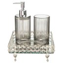 Ver imagem 1 de Conjunto Lavabo Banheiro Dispenser Líquido Bandeja Espelhada