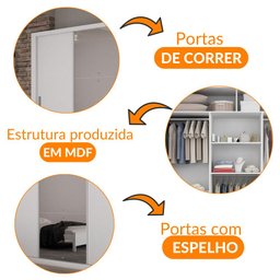 Guarda-roupa Casal com Espelho 3 Portas de Correr Luna Rufato - 7