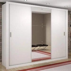 Guarda-roupa Casal com Espelho 3 Portas de Correr Luna Rufato
