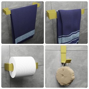 Kit Acessórios Para Banheiro, Lavabo 4 Peças- Gold
