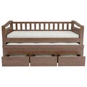 Ver imagem 3 de Cama Solteiro com Auxiliar 188x88cm 3 Gavetas Azura Castanho B11 - Mpozenato