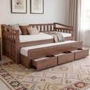 Ver imagem 1 de Cama Solteiro com Auxiliar 188x88cm 3 Gavetas Azura Castanho B11 - Mpozenato