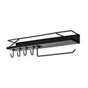 Ver imagem 4 de Kit Dois Suportes de Cozinha com Gancho Porta Temperos e Guardanapo Preto