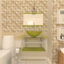 Ver imagem 1 de GABINETE DE VIDRO PARA BANHEIRO 60CM AC ESTONIA COM SIFAO E TORNEIRA METAL:VERDE OLIVA